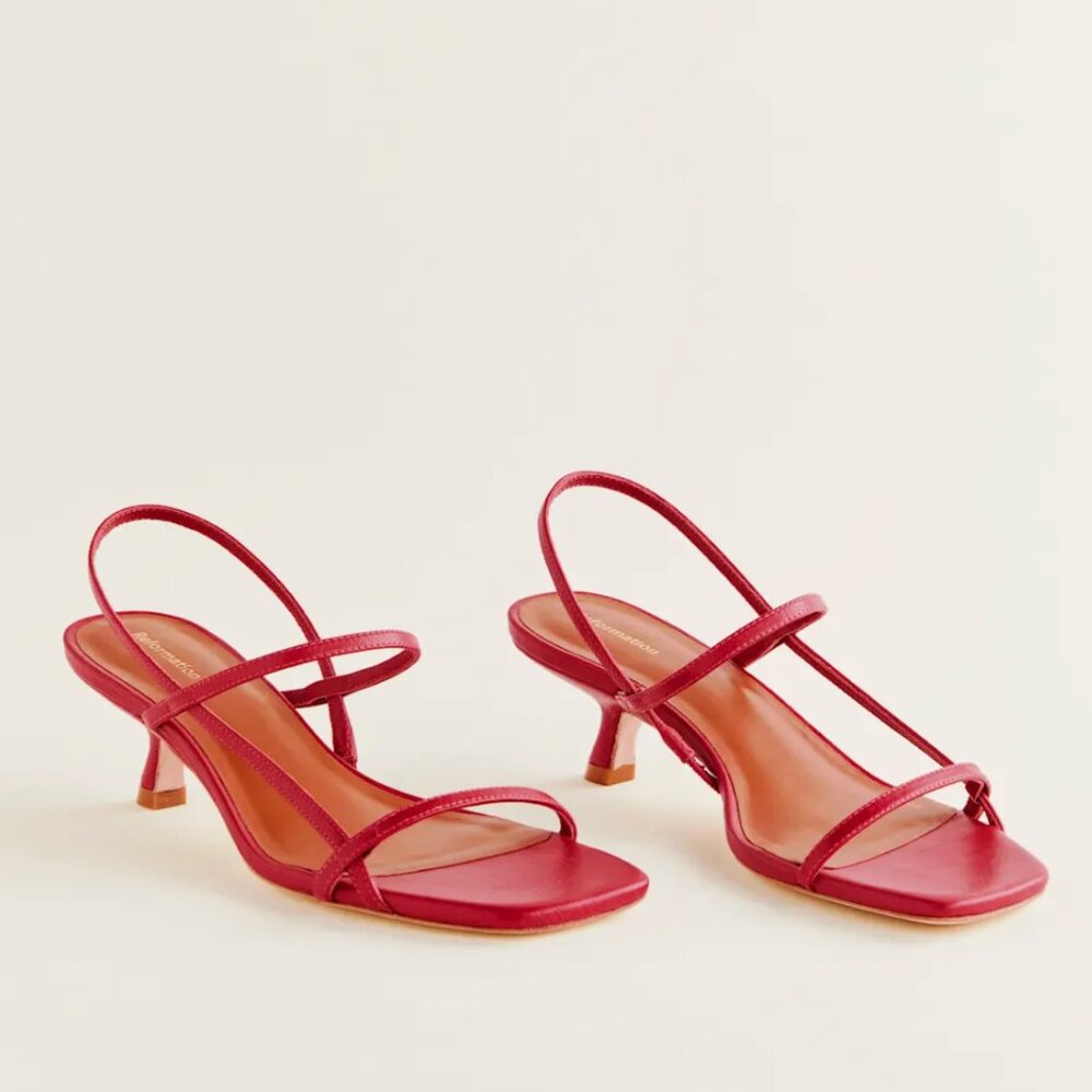 Reformation Serenity Bare Kitten Heel Sandals Scarlet Size 10 - SOLD OUT